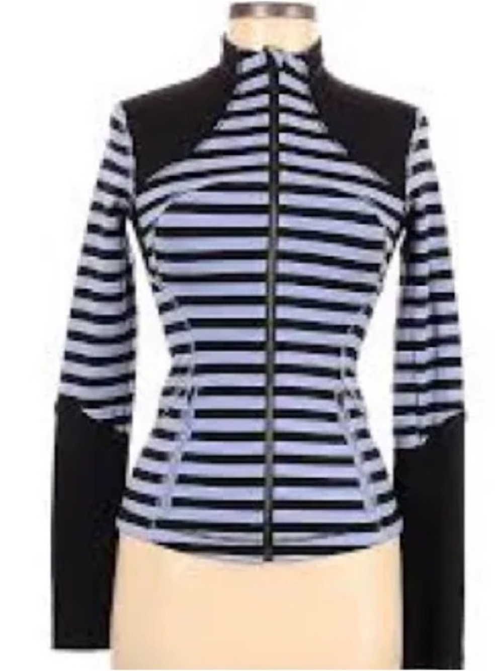 Lululemon Define Jacket - Black & Light Blue Periwinkle Stripes - Size 4